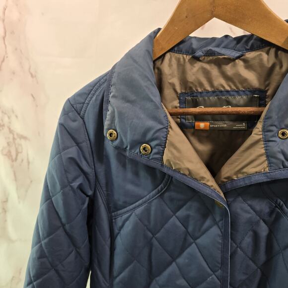 Eddie Bauer Puffer Jacket Womens Small Synthetic Parka Coat Long Blue Snap - Picture 2 of 13